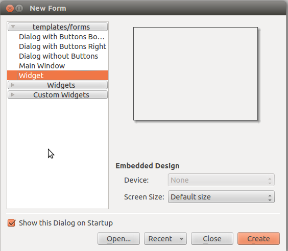 Select Widget in the dialog box